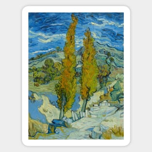 Two Poplars in the Alpilles near Saint-Remy by Vincent Van Gogh Sticker